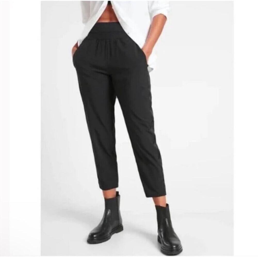 Athleta Pants Womens 12 Tall Black Nolita Slim Tapered Crop Pull On City Stretch